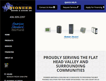 Tablet Screenshot of pioneerhvacmt.com